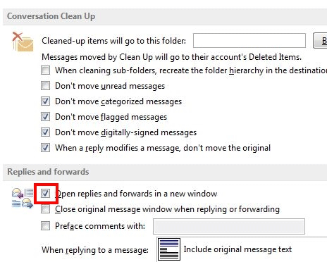 Settings Check Boxes